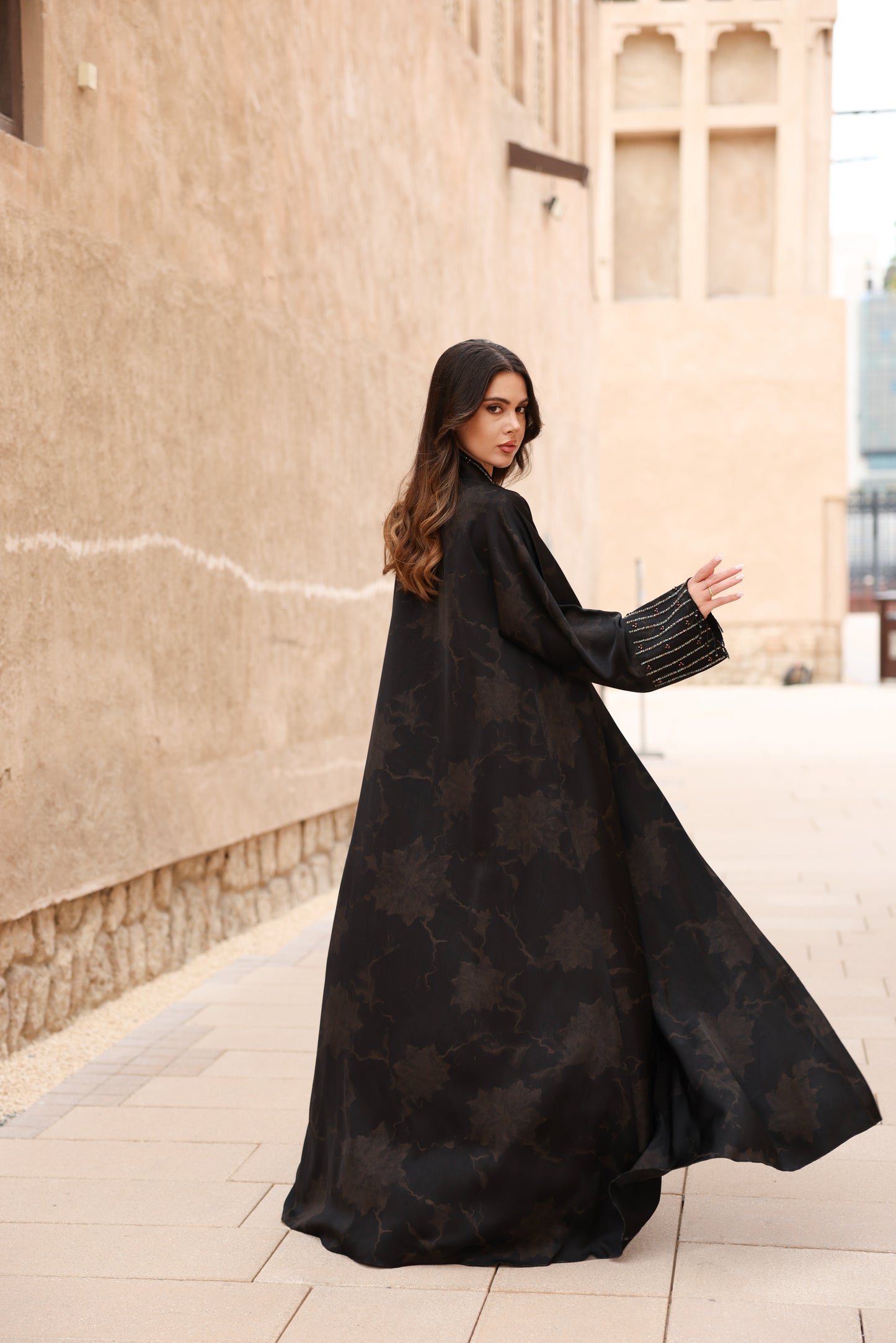 Evadne self-print Abaya with headscarf