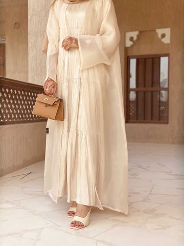 Clair De Lune Abaya Set With Inner Dress & Headscarf