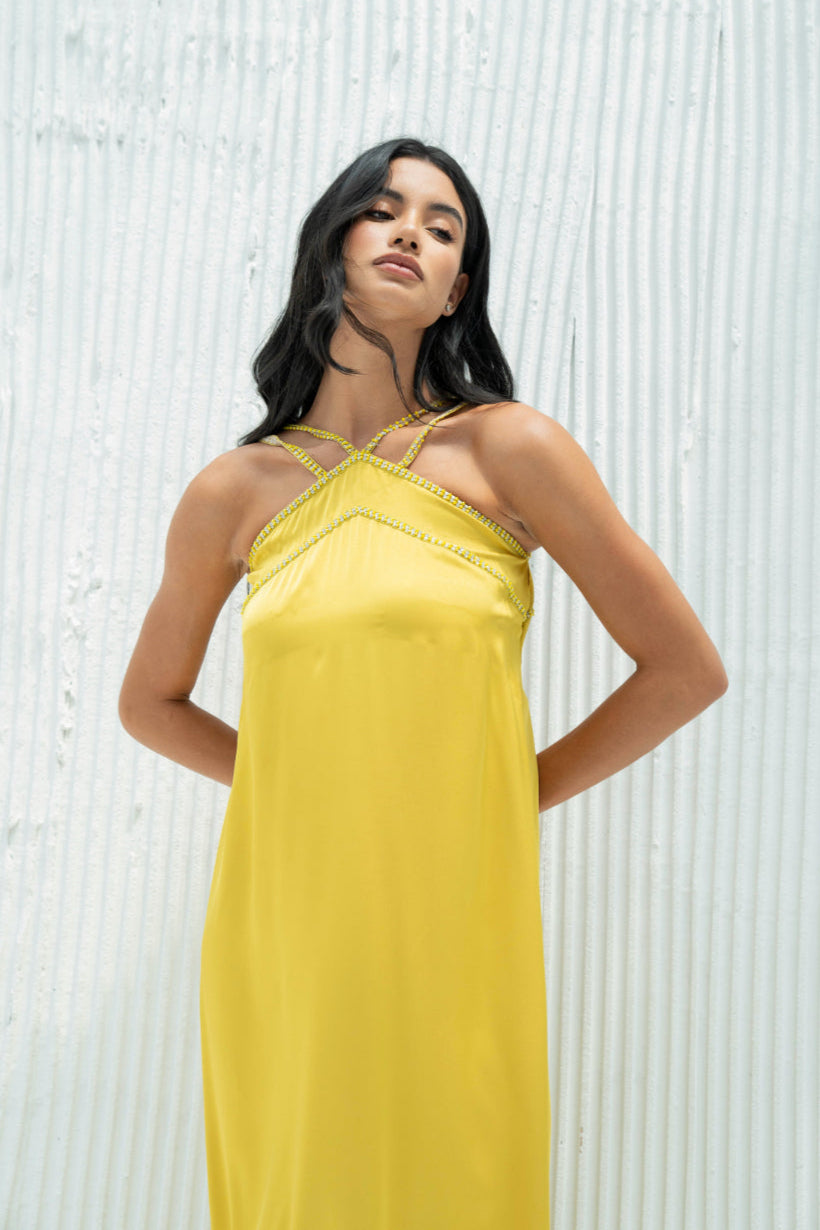 Lina Kaftan Dress in Crepe