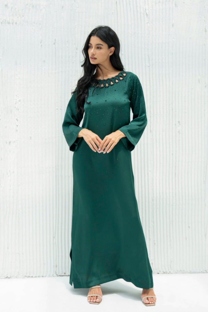 Nayira Kaftan Dress in Crepe By Luaar. Long Evening Dress – LUAAR