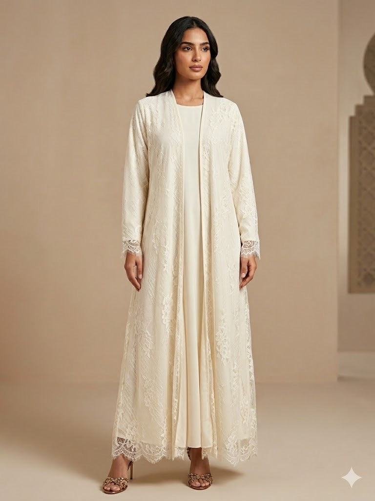 Ivory Drift 2 piece abaya set