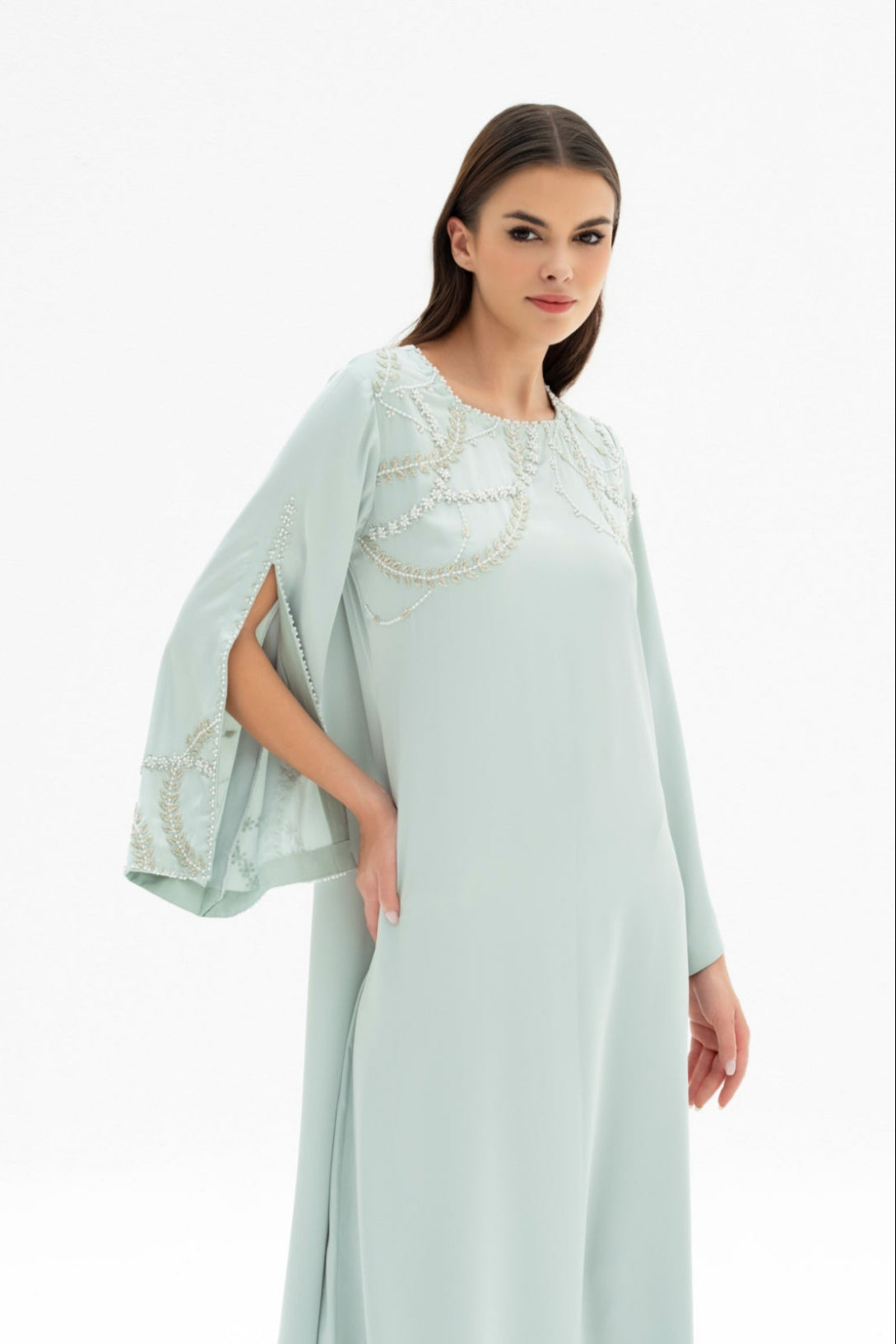Elara Kaftan Dress in Crepe